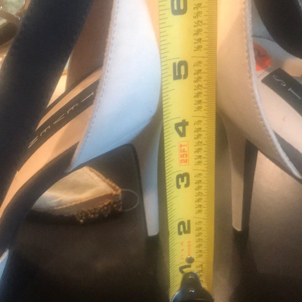 Heels with ankle strap two tone winter/black